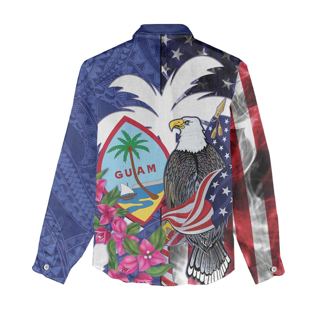 United States Guam Women Casual Shirt USA Eagle Guahan Seal Bougainvillea LT14 - Polynesian Pride