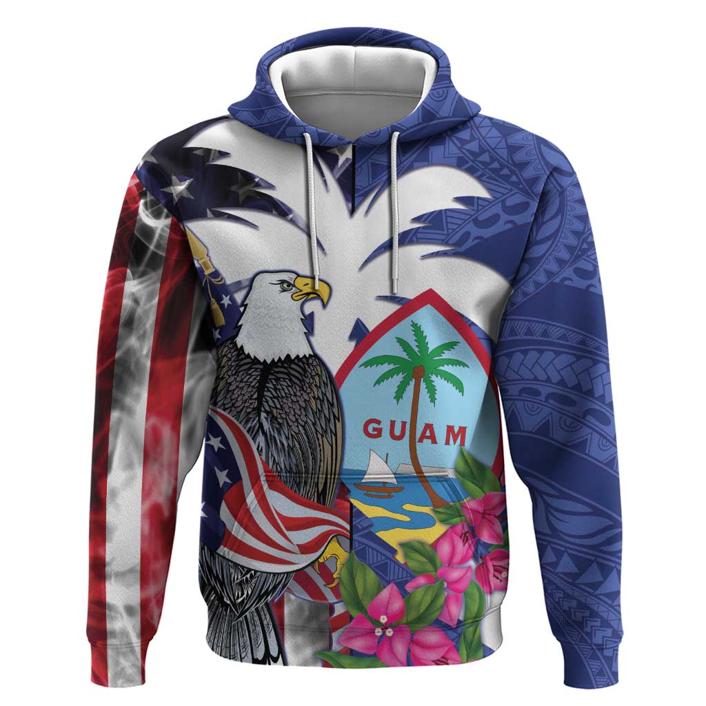 United States Guam Zip Hoodie USA Eagle Guahan Seal Bougainvillea - Polynesian Pride