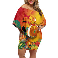 Papua New Guinea Independence Day Family Matching Off Shoulder Short Dress and Hawaiian Shirt 50th Anniversary Unity in Diversity LT14 Mom's Dress Red - Polynesian Pride