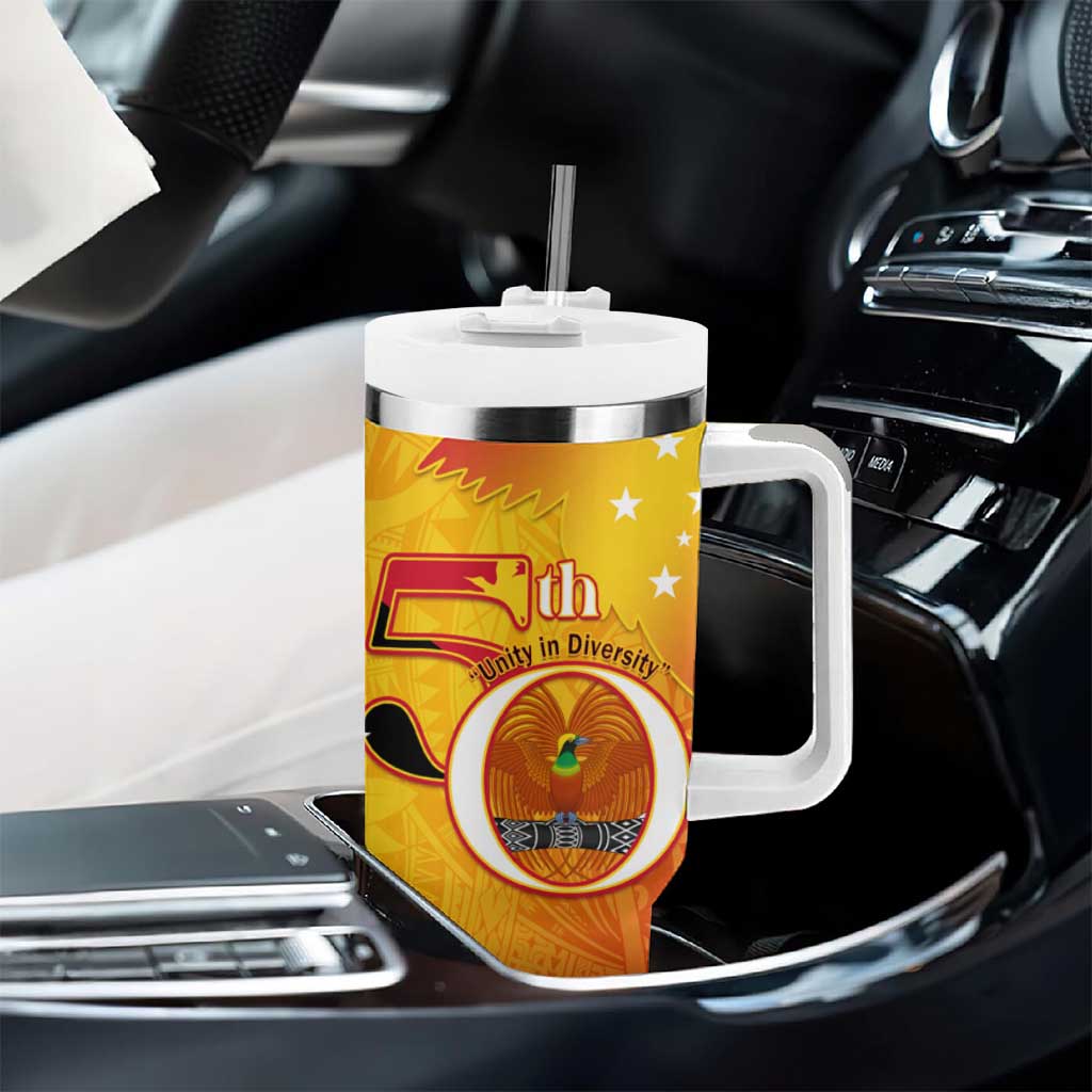 Papua New Guinea Independence Day Tumbler With Handle 50th Anniversary Unity in Diversity