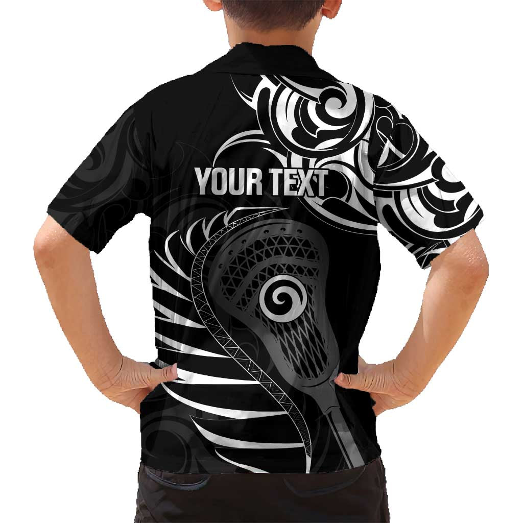 Personalised New Zealand Silver Fern Lacrosse Family Matching Long Sleeve Bodycon Dress and Hawaiian Shirt Aotearoa Maori Pattern LT14 - Polynesian Pride