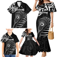 Personalised New Zealand Silver Fern Lacrosse Family Matching Mermaid Dress and Hawaiian Shirt Aotearoa Maori Pattern LT14 - Polynesian Pride