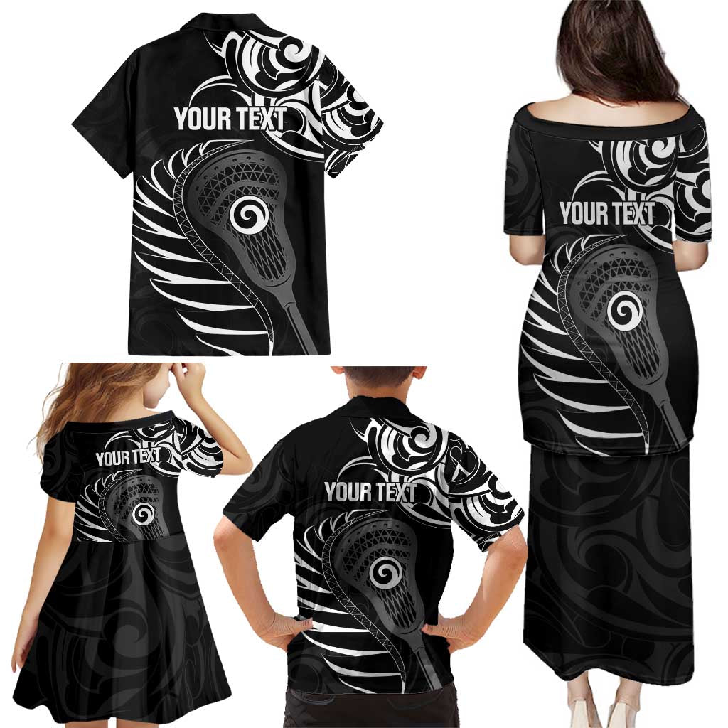 Personalised New Zealand Silver Fern Lacrosse Family Matching Puletasi and Hawaiian Shirt Aotearoa Maori Pattern LT14 - Polynesian Pride