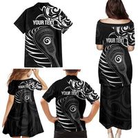 Personalised New Zealand Silver Fern Lacrosse Family Matching Puletasi and Hawaiian Shirt Aotearoa Maori Pattern LT14 - Polynesian Pride