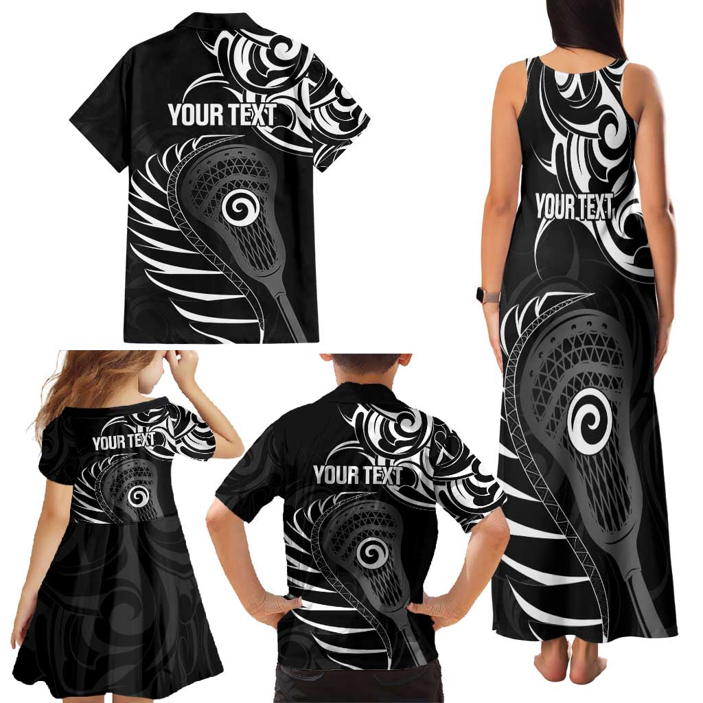 Personalised New Zealand Silver Fern Lacrosse Family Matching Tank Maxi Dress and Hawaiian Shirt Aotearoa Maori Pattern LT14 - Polynesian Pride