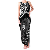 Personalised New Zealand Silver Fern Lacrosse Family Matching Tank Maxi Dress and Hawaiian Shirt Aotearoa Maori Pattern LT14 Mom's Dress Black - Polynesian Pride