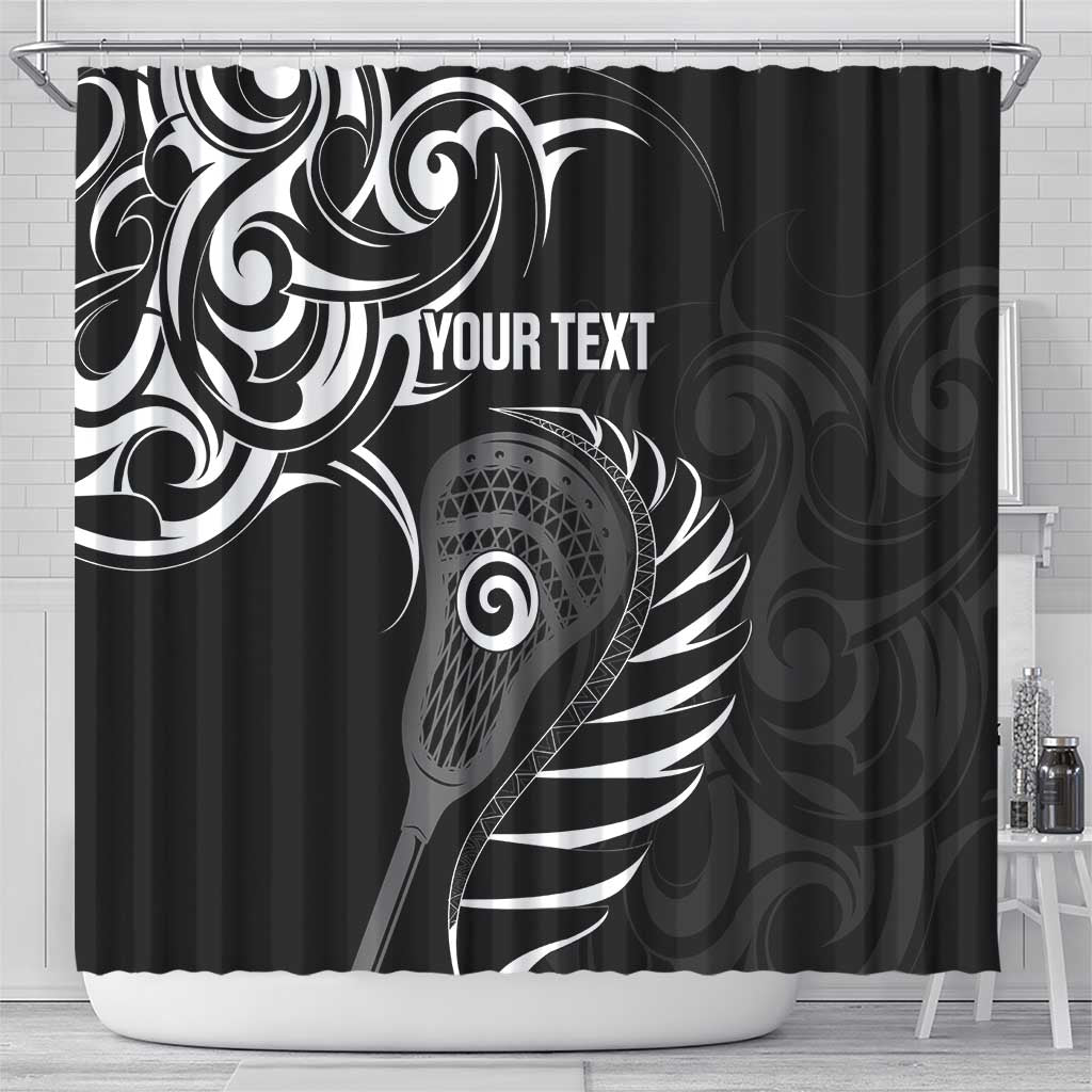 Personalised New Zealand Silver Fern Lacrosse Shower Curtain Aotearoa Maori Pattern LT14 - Polynesian Pride