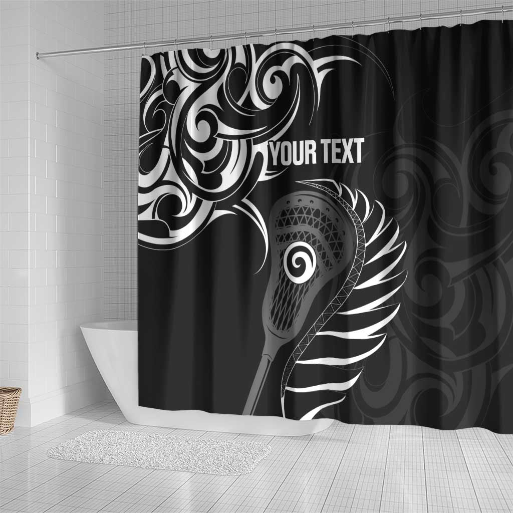 Personalised New Zealand Silver Fern Lacrosse Shower Curtain Aotearoa Maori Pattern LT14 - Polynesian Pride