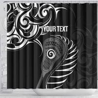 Personalised New Zealand Silver Fern Lacrosse Shower Curtain Aotearoa Maori Pattern LT14 - Polynesian Pride
