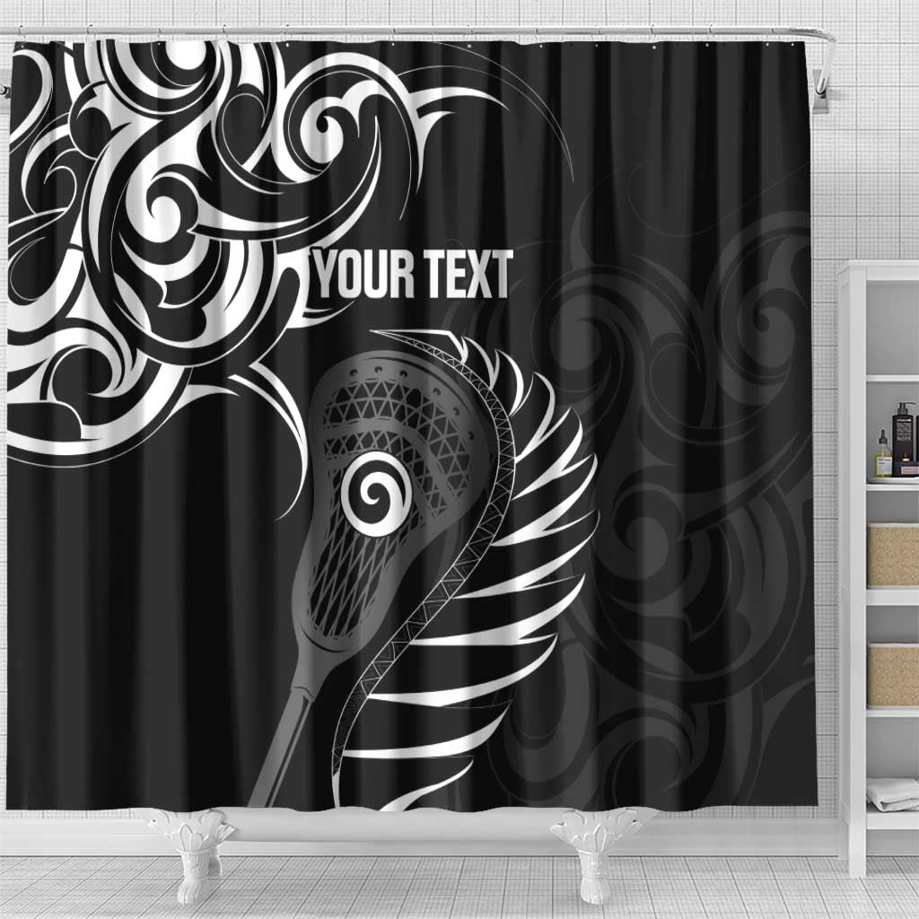 Personalised New Zealand Silver Fern Lacrosse Shower Curtain Aotearoa Maori Pattern LT14 - Polynesian Pride