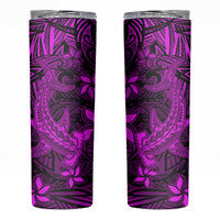 Polynesian Skinny Tumbler Pink Hawaiian Tribal Hammerhead Shark