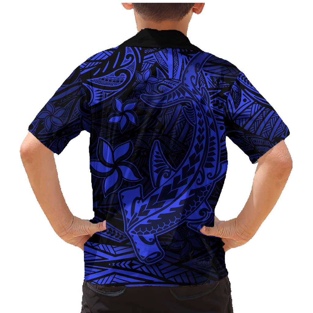 Blue Polynesian Family Matching Outfits Mermaid Dress And Hawaiian Shirt Tribal Hammerhead Shark LT14 - Polynesian Pride