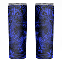 Polynesian Skinny Tumbler Blue Hawaiian Tribal Hammerhead Shark