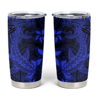 Polynesian Tumbler Cup Blue Hawaiian Tribal Hammerhead Shark