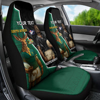 Personalised New Zealand And South Africa Rugby Car Seat Cover 2024 All Black Springboks Mascots Together LT14 - Polynesian Pride