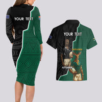 Personalised New Zealand And South Africa Rugby Couples Matching Long Sleeve Bodycon Dress and Hawaiian Shirt 2024 All Black Springboks Mascots Together LT14 - Polynesian Pride