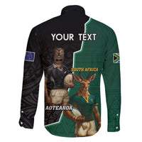 Personalised New Zealand And South Africa Rugby Family Matching Puletasi and Hawaiian Shirt 2024 All Black Springboks Mascots Together LT14 - Polynesian Pride