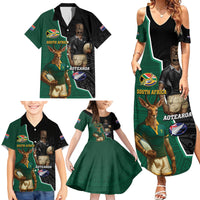 Personalised New Zealand And South Africa Rugby Family Matching Summer Maxi Dress and Hawaiian Shirt 2024 All Black Springboks Mascots Together LT14 - Polynesian Pride
