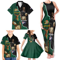 Personalised New Zealand And South Africa Rugby Family Matching Tank Maxi Dress and Hawaiian Shirt 2024 All Black Springboks Mascots Together LT14 - Polynesian Pride