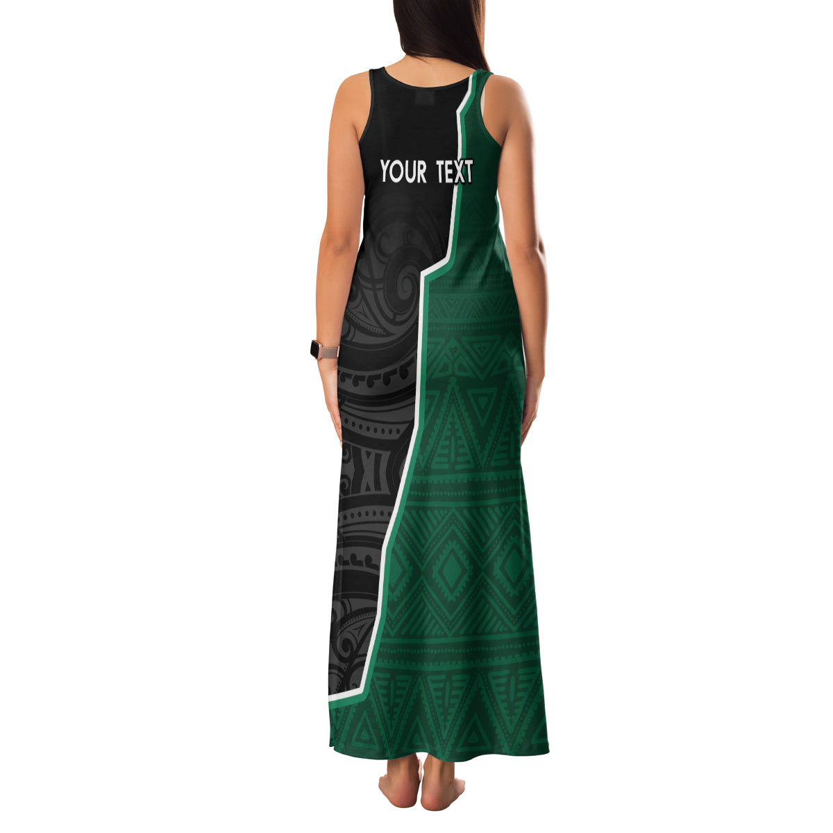 Personalised New Zealand And South Africa Rugby Family Matching Tank Maxi Dress and Hawaiian Shirt 2024 All Black Springboks Mascots Together LT14 - Polynesian Pride