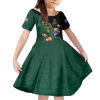 Personalised New Zealand And South Africa Rugby Kid Short Sleeve Dress 2024 All Black Springboks Mascots Together LT14 KID Green - Polynesian Pride