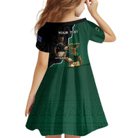 Personalised New Zealand And South Africa Rugby Kid Short Sleeve Dress 2024 All Black Springboks Mascots Together LT14 - Polynesian Pride