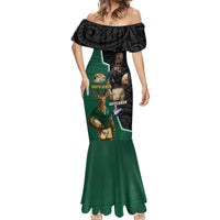 Personalised New Zealand And South Africa Rugby Mermaid Dress 2024 All Black Springboks Mascots Together LT14 - Polynesian Pride
