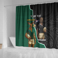 Personalised New Zealand And South Africa Rugby Shower Curtain 2024 All Black Springboks Mascots Together