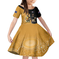 Personalised New Zealand And Australia Rugby Family Matching Long Sleeve Bodycon Dress and Hawaiian Shirt 2024 All Black Wallabies Mascots Together LT14 Daughter's Dress Black - Polynesian Pride