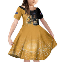 Personalised New Zealand And Australia Rugby Family Matching Mermaid Dress and Hawaiian Shirt 2024 All Black Wallabies Mascots Together LT14 Daughter's Dress Black - Polynesian Pride