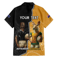 Personalised New Zealand And Australia Rugby Hawaiian Shirt 2024 All Black Wallabies Mascots Together LT14 - Polynesian Pride