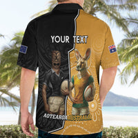 Personalised New Zealand And Australia Rugby Hawaiian Shirt 2024 All Black Wallabies Mascots Together LT14 - Polynesian Pride