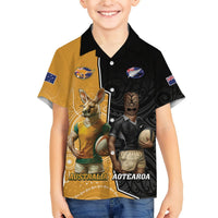 Personalised New Zealand And Australia Rugby Hawaiian Shirt 2024 All Black Wallabies Mascots Together LT14 - Polynesian Pride