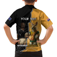 Personalised New Zealand And Australia Rugby Hawaiian Shirt 2024 All Black Wallabies Mascots Together LT14 - Polynesian Pride