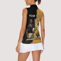 Personalised New Zealand And Australia Rugby Women Sleeveless Polo Shirt 2024 All Black Wallabies Mascots Together LT14 - Polynesian Pride
