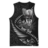 Personalised All Black New Zealand Darts Basketball Jersey Aoteroa Fern Maori Galaxy Style LT14 - Polynesian Pride