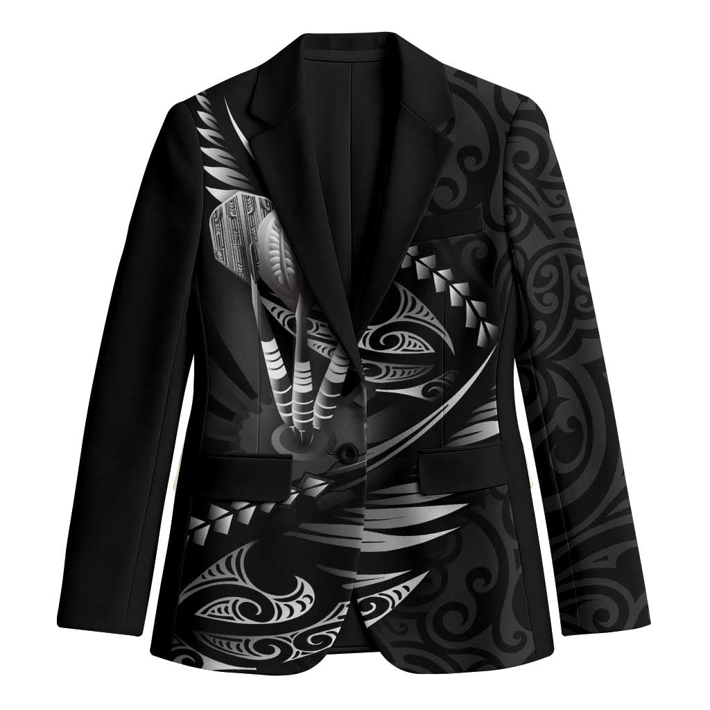 Personalised All Black New Zealand Darts Blazer Aoteroa Fern Maori Galaxy Style - Polynesian Pride