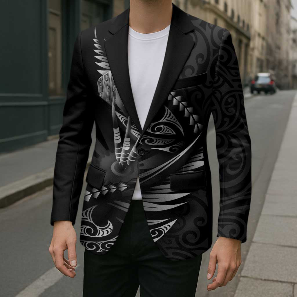 Personalised All Black New Zealand Darts Blazer Aoteroa Fern Maori Galaxy Style - Polynesian Pride