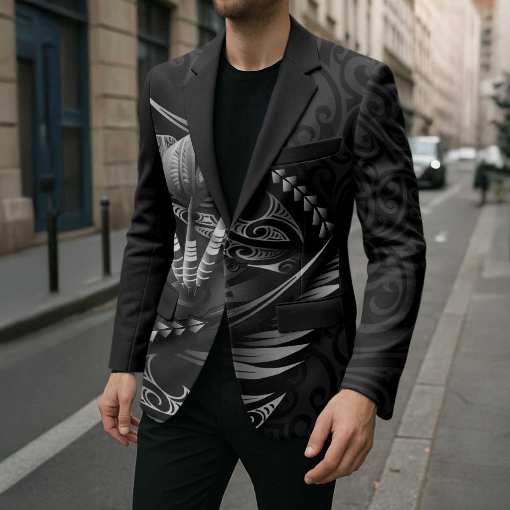 Personalised All Black New Zealand Darts Blazer Aoteroa Fern Maori Galaxy Style - Polynesian Pride