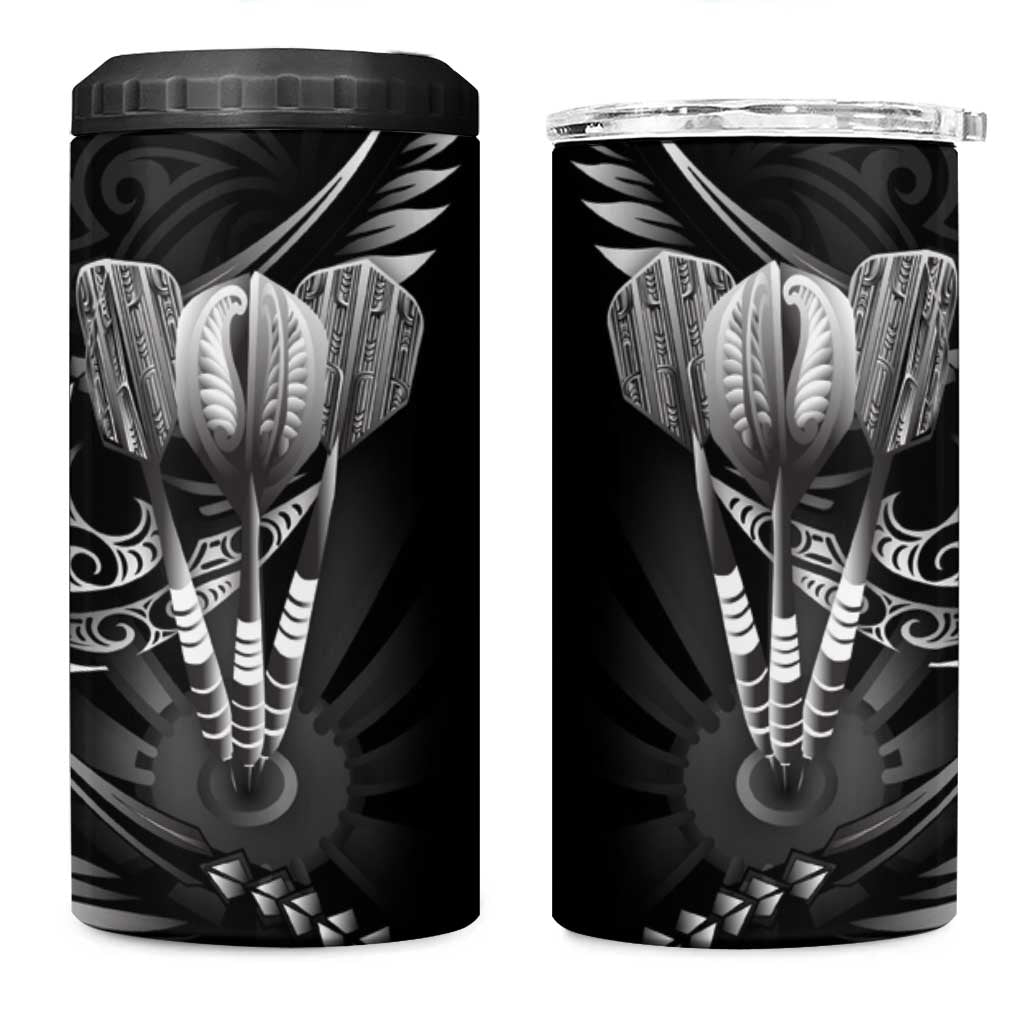 All Black New Zealand Darts 4 in 1 Can Cooler Tumbler Aoteroa Fern Maori Galaxy Style LT14 One Size: 16 oz Black - Polynesian Pride
