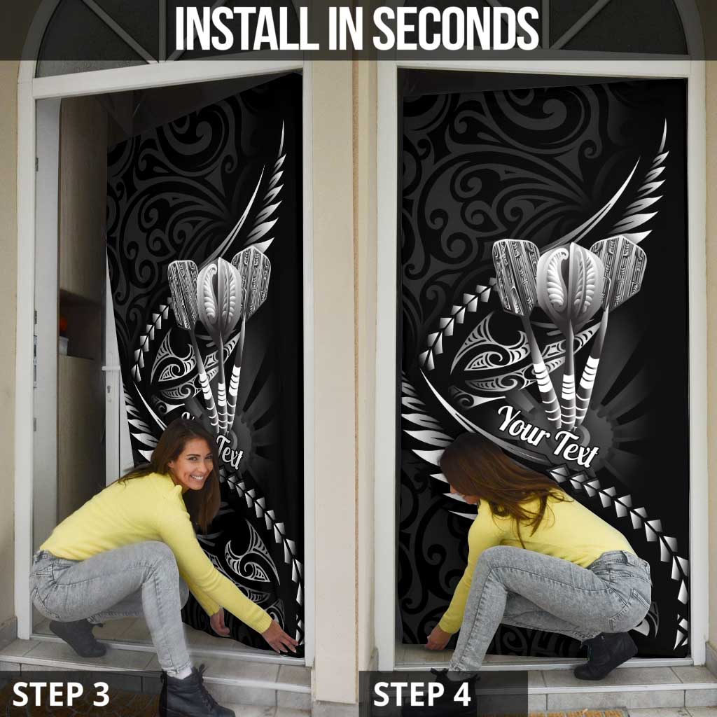 Personalised All Black New Zealand Darts Door Cover Aoteroa Fern Maori Galaxy Style LT14 - Polynesian Pride