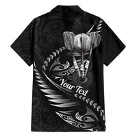 Personalised All Black New Zealand Darts Family Matching Long Sleeve Bodycon Dress and Hawaiian Shirt Aoteroa Fern Maori Galaxy Style LT14 - Polynesian Pride