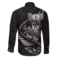 Personalised All Black New Zealand Darts Family Matching Off Shoulder Maxi Dress and Hawaiian Shirt Aoteroa Fern Maori Galaxy Style LT14 - Polynesian Pride
