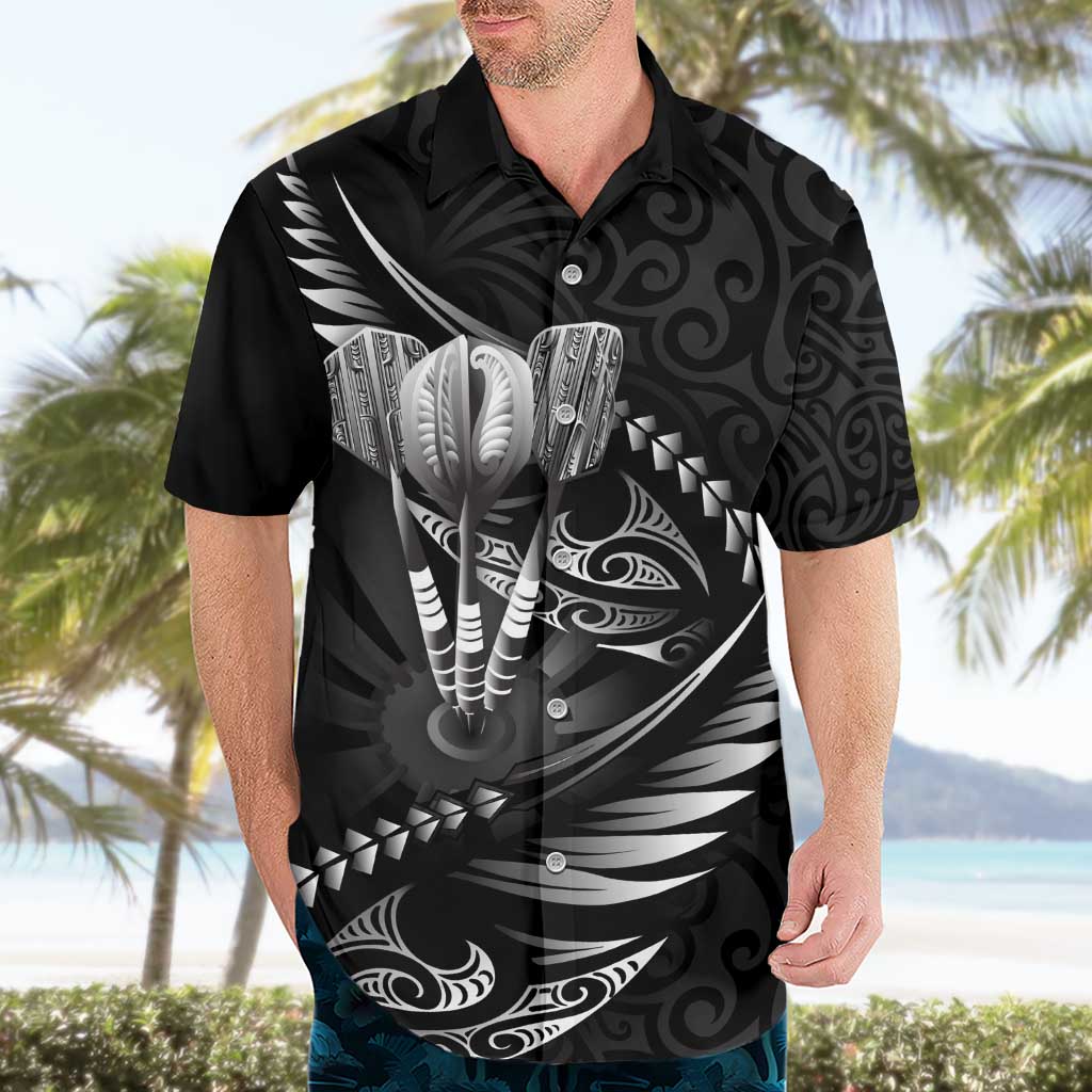 Personalised All Black New Zealand Darts Hawaiian Shirt Aoteroa Fern Maori Galaxy Style LT14 - Polynesian Pride