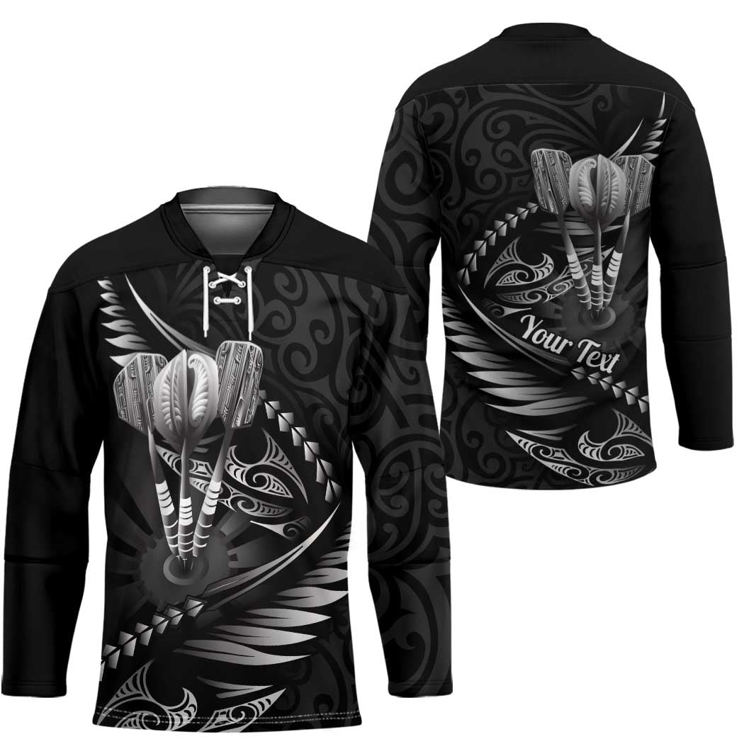 Personalised All Black New Zealand Darts Hockey Jersey Aoteroa Fern Maori Galaxy Style LT14 - Polynesian Pride