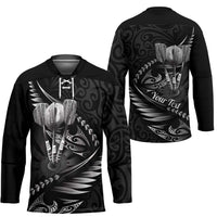 Personalised All Black New Zealand Darts Hockey Jersey Aoteroa Fern Maori Galaxy Style LT14 - Polynesian Pride