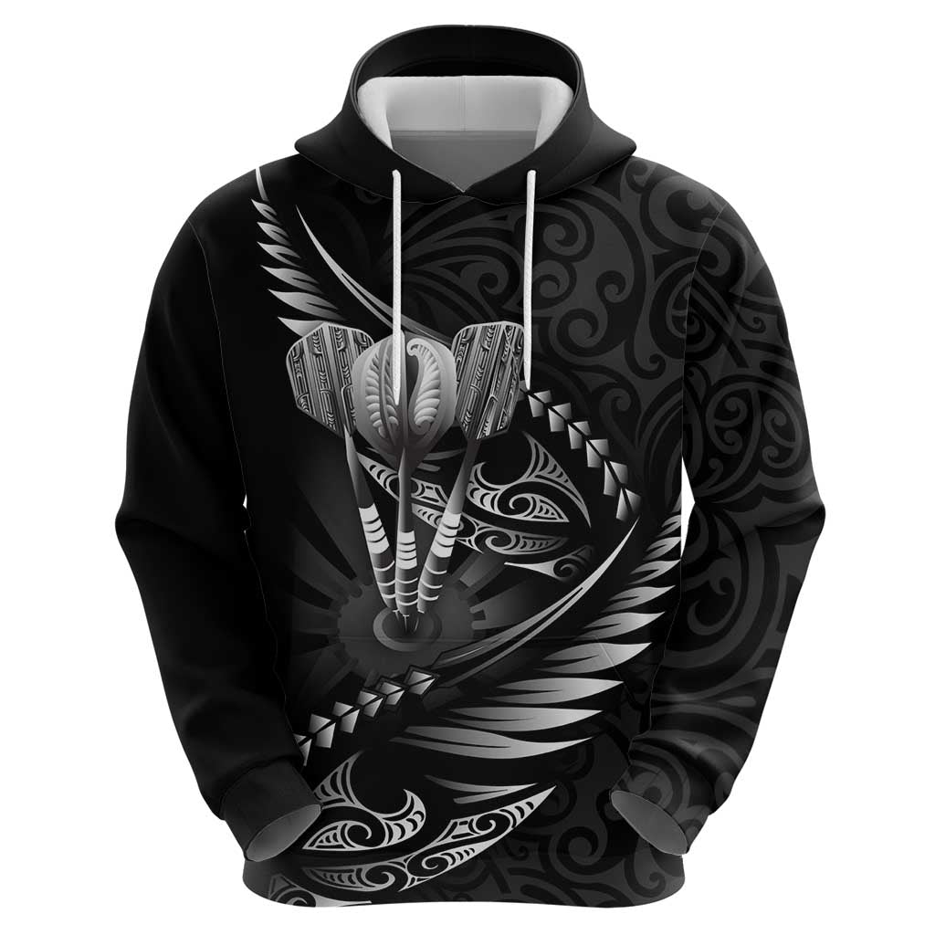 Personalised All Black New Zealand Darts Hoodie Aoteroa Fern Maori Galaxy Style LT14 - Polynesian Pride