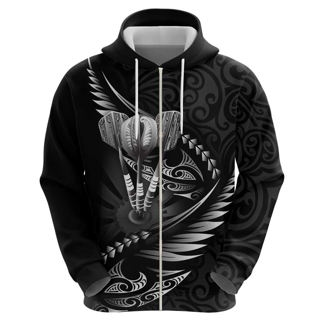 Personalised All Black New Zealand Darts Hoodie Aoteroa Fern Maori Galaxy Style LT14 - Polynesian Pride
