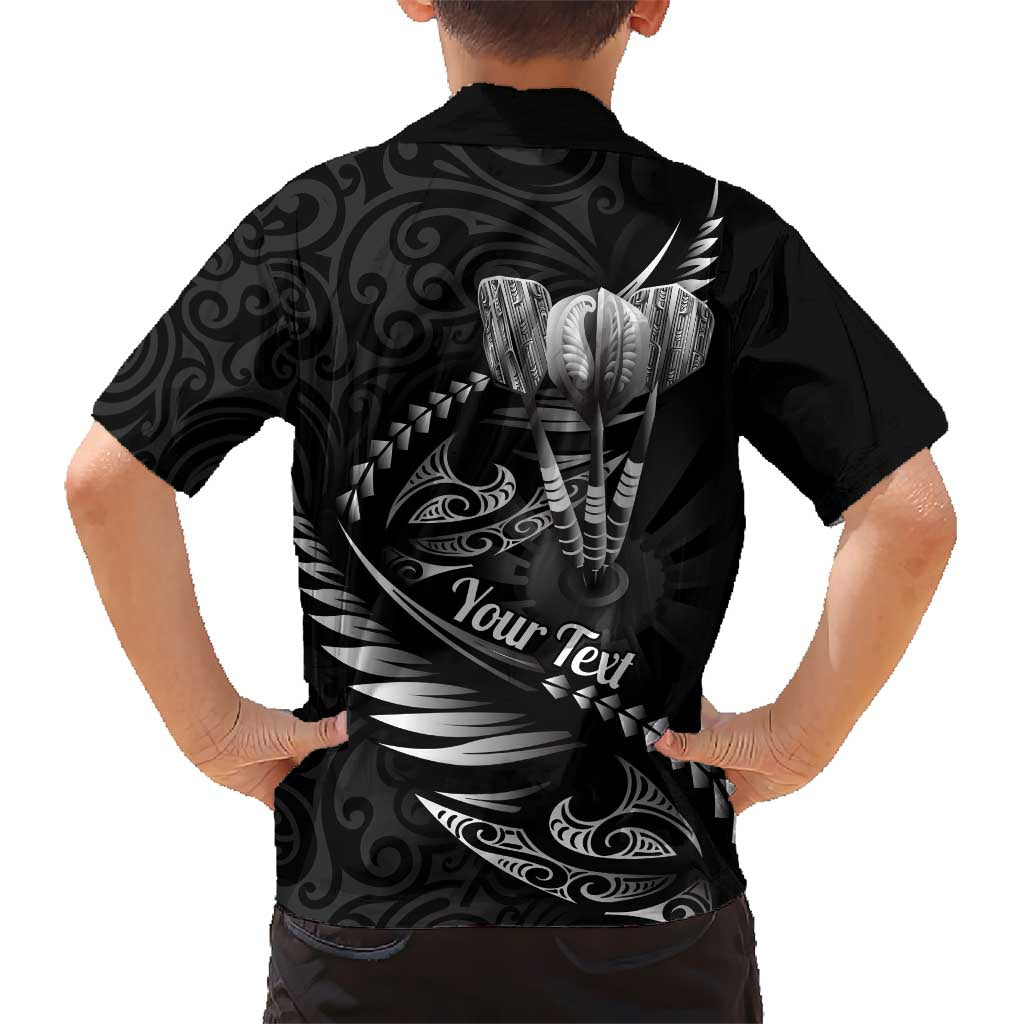 Personalised All Black New Zealand Darts Kid Hawaiian Shirt Aoteroa Fern Maori Galaxy Style LT14 - Polynesian Pride