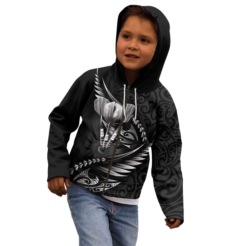 Personalised All Black New Zealand Darts Kid Hoodie Aoteroa Fern Maori Galaxy Style